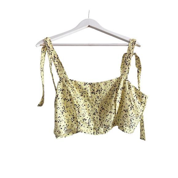 Nicholas NWT Wylda Linen Tie Strap Crop Top in Charlsbury Olympic - Picture 2 of 11